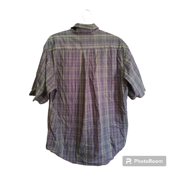 ROUNDTREE & YORKE Mens Plaid Button Down Short Sleeve Shirt Size Medium - Picture 6 of 6